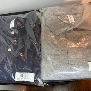 Jerzees set of 2. Men's Classic Polo LS Shirt - Navy and Gray - L